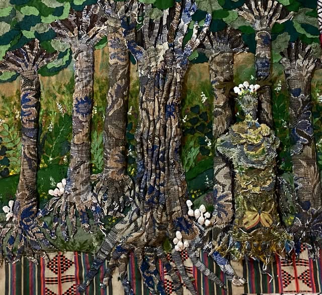 Forest tapestry made of upcycled fabric
